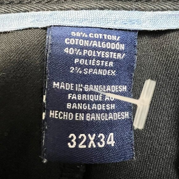 Izod Mens Chino Pants Solid Black Pockets Twill Flat Front Classic Fit 32x32.75" - Picture 11 of 11